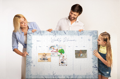 Korkbild Winterwochenplan mit einem filigranen Muster