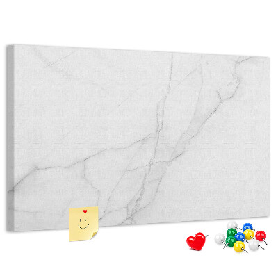 Bild mit Korkrückwand mit elegantem Marmormuster in Weißtönen