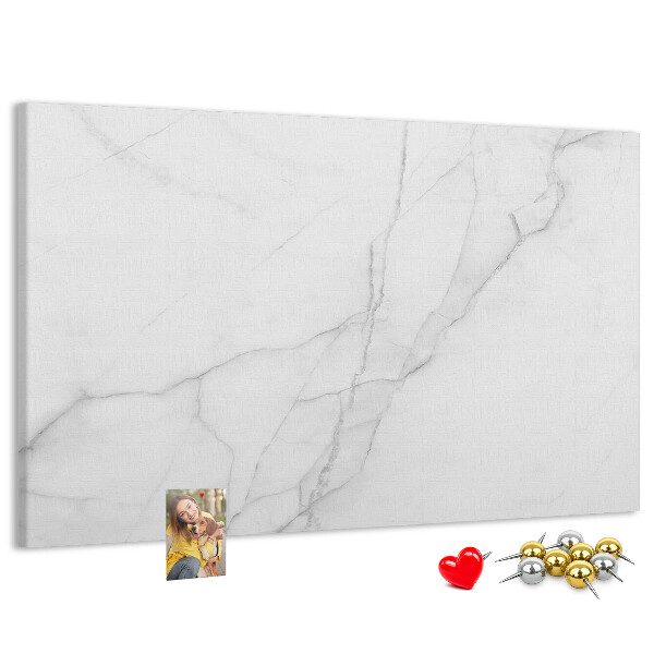 Bild mit Korkrückwand mit elegantem Marmormuster in Weißtönen