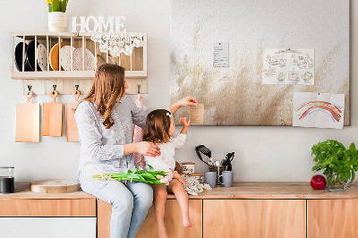 Bild mit Korkrückwand zarte Gräser auf hellem Hintergrund