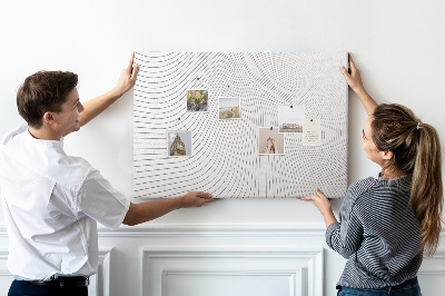 Korkbild mit wellenförmigen Linien im minimalistischen Stil