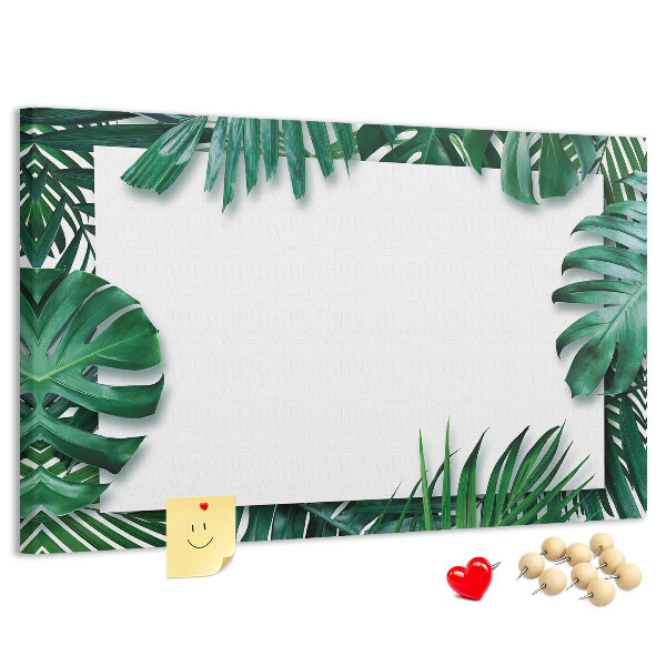 Korktafel mit Motiv grüner tropischer Blätter