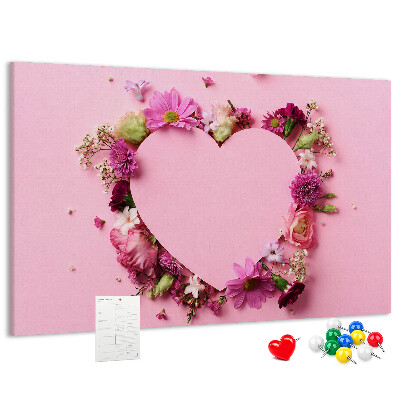 Bild mit Korkrückwand mit herzförmigem Blumenmuster