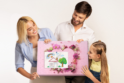 Bild mit Korkrückwand mit herzförmigem Blumenmuster