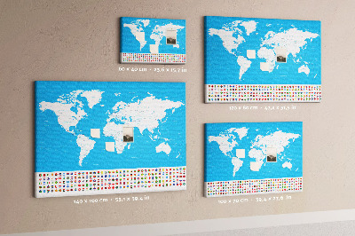 Korktafel bunte Weltkarte mit Länderflaggen