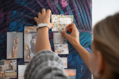 Kork-Pinnwand mit Motiv tropische Blätter in intensiven Farben