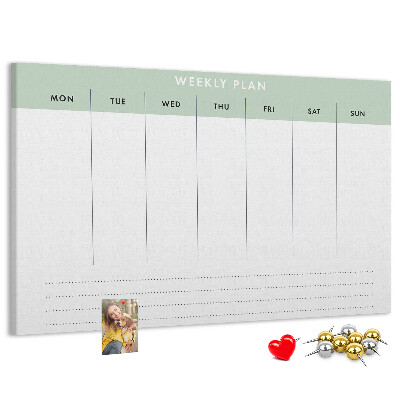 Korktafel als Wochenplan mit übersichtlichen Abschnitten