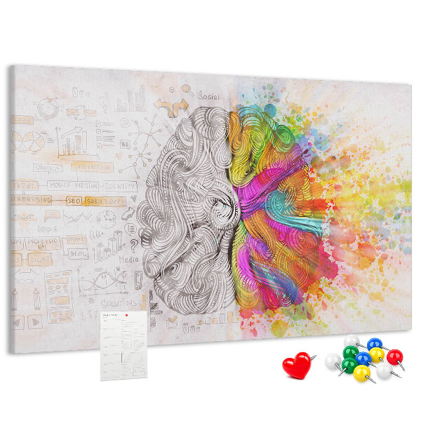Korkbild Gehirn in Farben mit kreativem Hintergrund