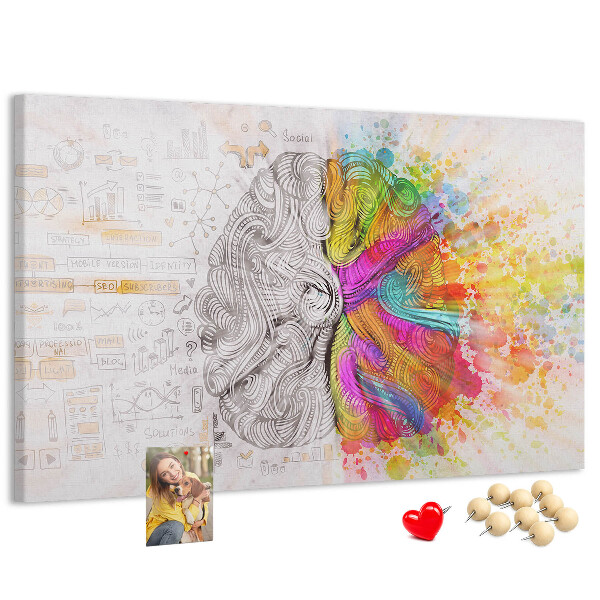 Korkbild Gehirn in Farben mit kreativem Hintergrund