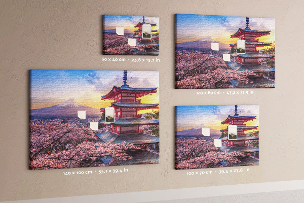 Bild mit Korkrückwand Frühlingslandschaft mit dem Berg Fuji