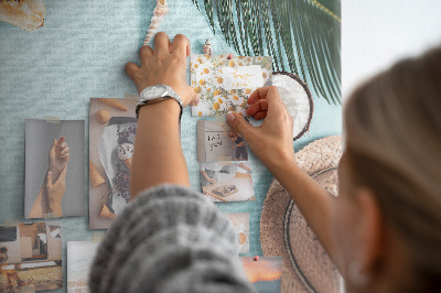 Kork-Pinnwand mit Motiv tropische Früchte und Strandaccessoires