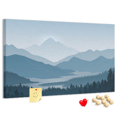 Korkbild Berglandschaft in Blautönen