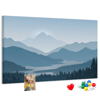 Korkbild Berglandschaft in Blautönen