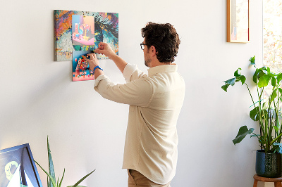 Wandbild mit Korkrückwand farbenfrohes Auge mit dynamischen Pinselstrichen