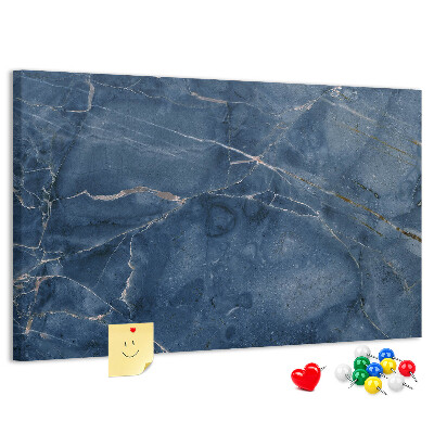Korktafel in marineblauem Marmordesign mit hellen Adern