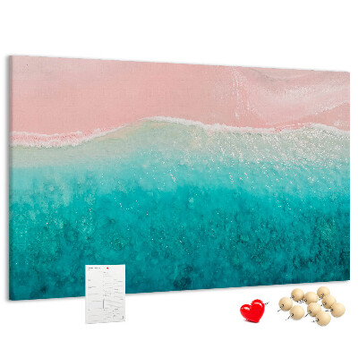 Bild mit Korkrückwand Meereswellen auf rosa Hintergrund