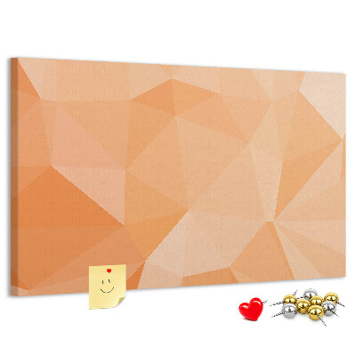 Kork-Pinnwand mit geometrischem Dreiecksmuster in Orangetönen
