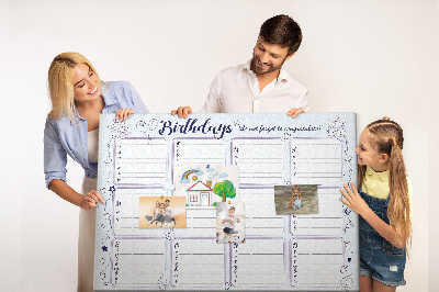 Korktafel Geburtstagskalender mit farbigen Akzenten