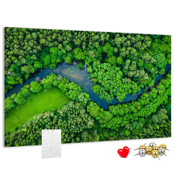 Korkbild mit einer grünen Landschaft und einem gewundenen Fluss