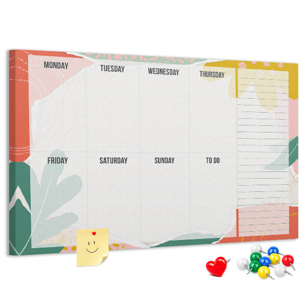 Korkbild Blumenkalender mit farbigen Akzenten