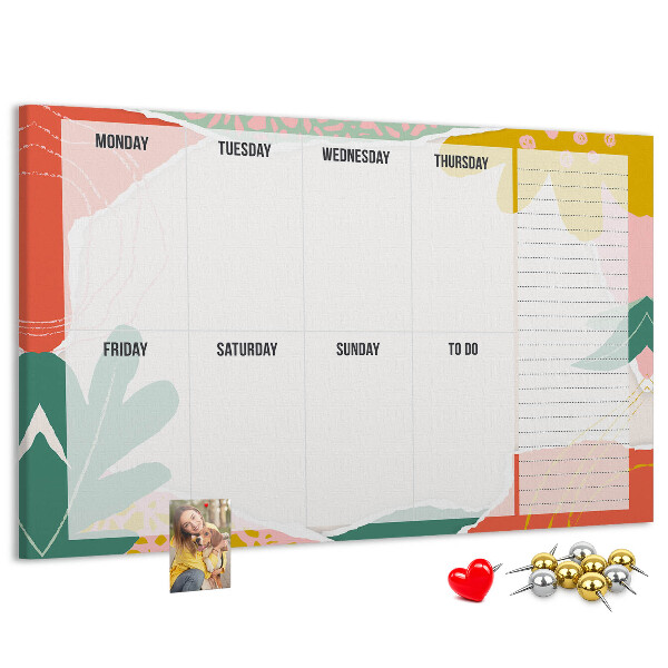 Korkbild Blumenkalender mit farbigen Akzenten
