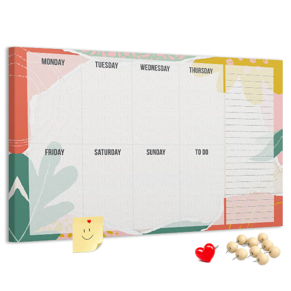 Korkbild Blumenkalender mit farbigen Akzenten