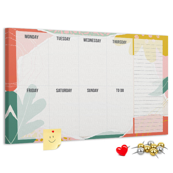 Korkbild Blumenkalender mit farbigen Akzenten