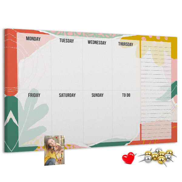 Korkbild Blumenkalender mit farbigen Akzenten