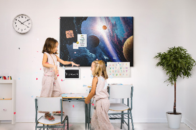 Bilder mit Korkrückwand Weltraumlandschaft mit Planeten und Wolken