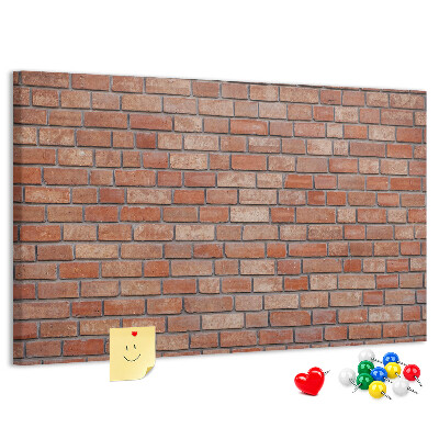 Korktafel mit Motiv Backsteinmauer in warmen Farbtönen