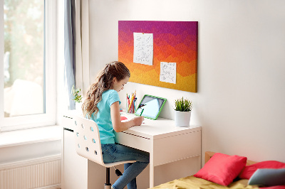 Bild mit Korkrückwand in Farbverlauf mit Orangetönen