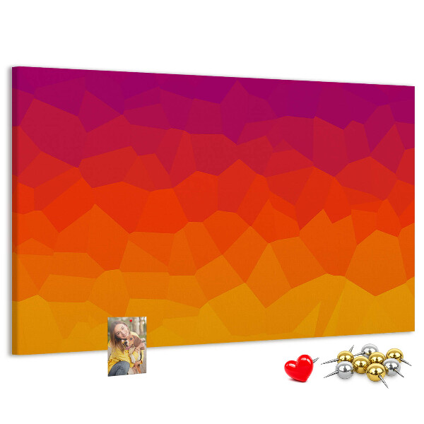 Bild mit Korkrückwand in Farbverlauf mit Orangetönen