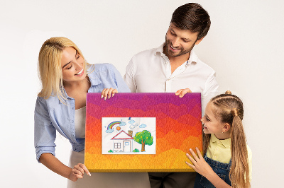 Bild mit Korkrückwand in Farbverlauf mit Orangetönen