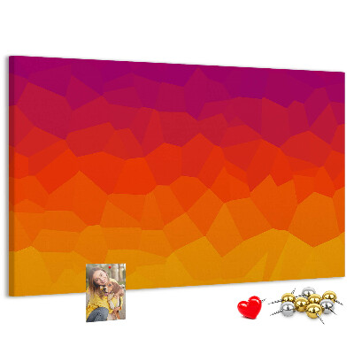 Bild mit Korkrückwand in Farbverlauf mit Orangetönen