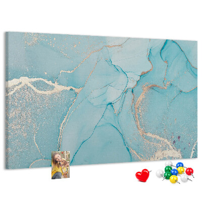 Korktafel mit blauem Marmormuster und feinen Adern