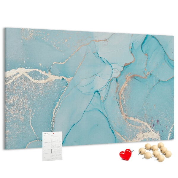 Korktafel mit blauem Marmormuster und feinen Adern