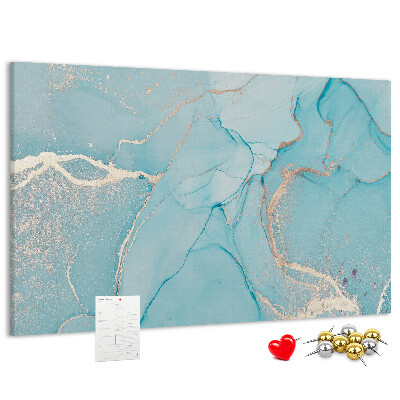 Korktafel mit blauem Marmormuster und feinen Adern
