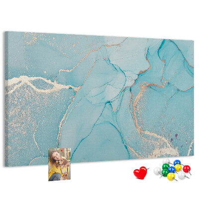 Korktafel mit blauem Marmormuster und feinen Adern