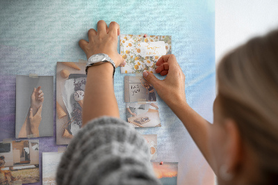 Korkbild zarte Federn in Pastelltönen