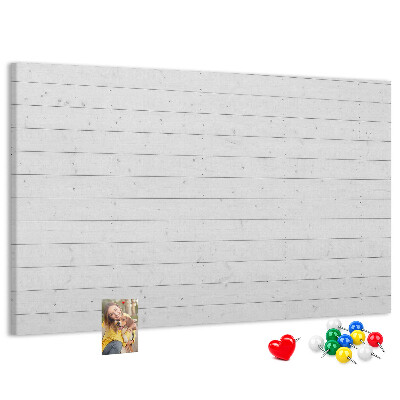 Korktafel in weißer Holzoptik