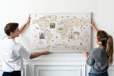 Korkbild antike Weltkarte mit geografischen Details