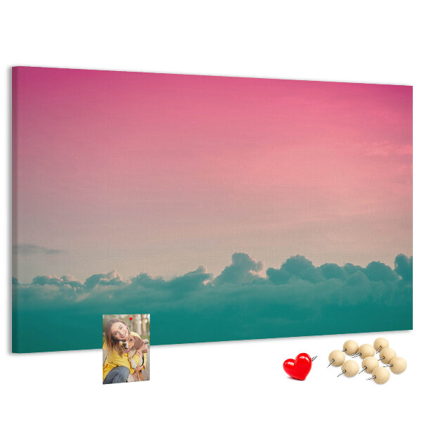 Bilder mit Korkrückwand Sonnenuntergang über den Wolken in Pastelltönen