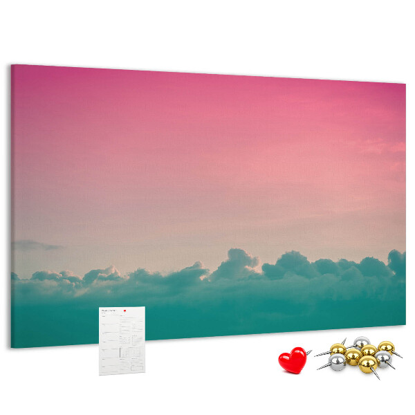 Bilder mit Korkrückwand Sonnenuntergang über den Wolken in Pastelltönen