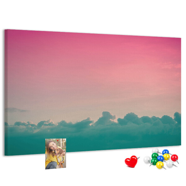 Bilder mit Korkrückwand Sonnenuntergang über den Wolken in Pastelltönen