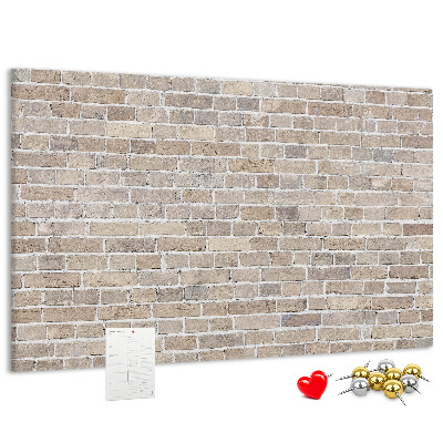 Bild mit Korkrückwand stilvolle Backsteinwand in neutralen Farbtönen