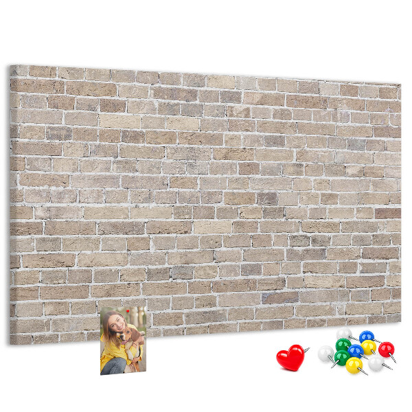 Bild mit Korkrückwand stilvolle Backsteinwand in neutralen Farbtönen