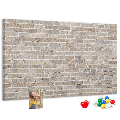 Bild mit Korkrückwand stilvolle Backsteinwand in neutralen Farbtönen