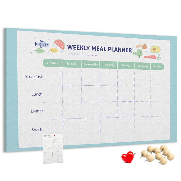 Korktafel für den wöchentlichen Speiseplan