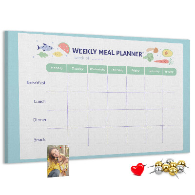 Korktafel für den wöchentlichen Speiseplan