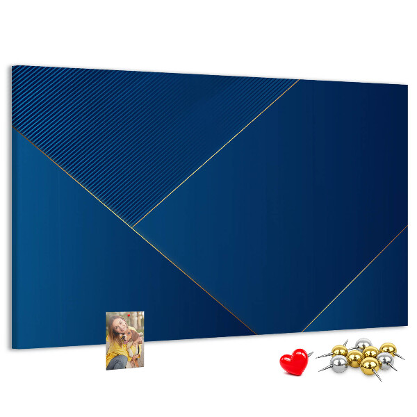 Korkbild mit eleganten geometrischen Mustern in Blautönen
